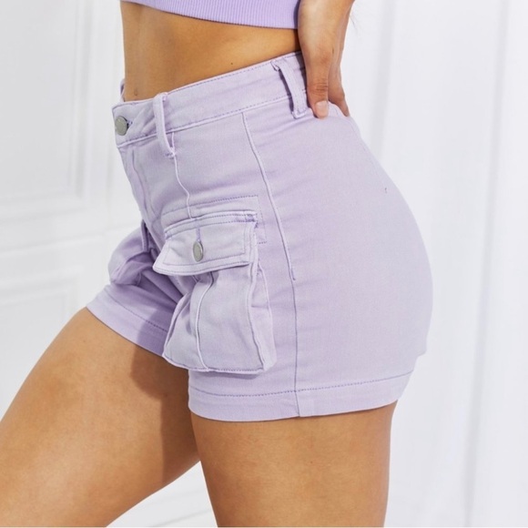 Judy blue lavender garment dyed cargo shorts size medium style 150212 c - Picture 2 of 4